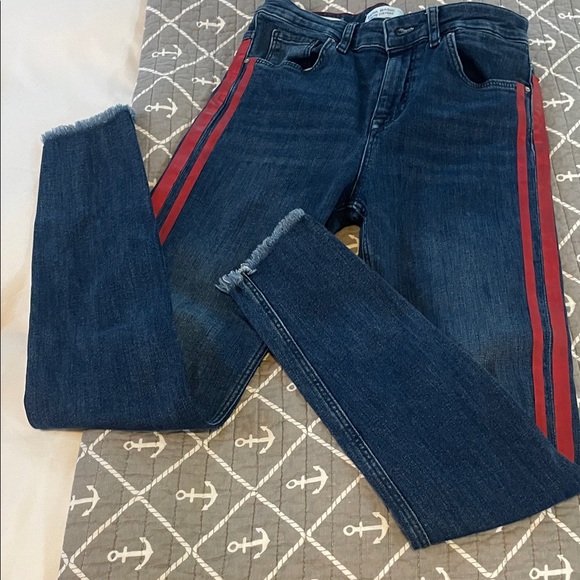 Zara Blue Jeans with Red Stripes - Picture 5 of 13